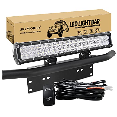 Barre lumineuse LED 50cm 126W avec support plaque pour feux de travail auto 4x4