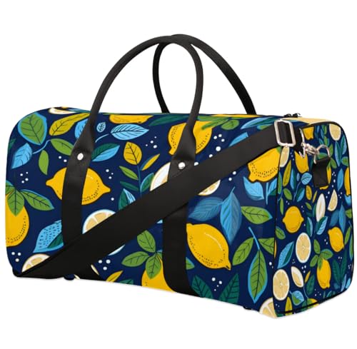 Summer Fruits Lemon Travel Duffel bag for Men Women Weekender Overnight Bag Gym Bag Carry On Luggage Bags for Yoga Workout Sports