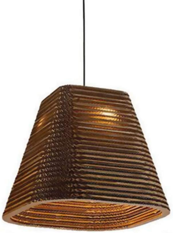 Genérico Pantalla de papel hueca colgante de techo, lámpara de araña con forma trapezoidal hecha a mano con casquillo E27, luz colgante DIY,Lámpara de araña
