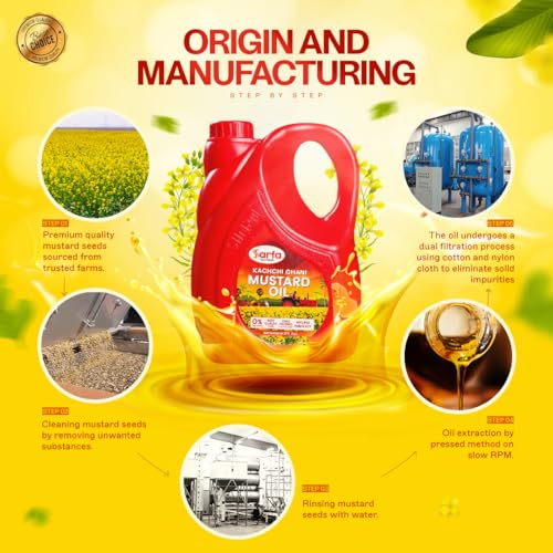 Image of Sarfa 2L Jar Kachi Ghani Cold Pressed Mustard Oil | Pure, Chemical-Free, and Rich in Heart-Healthy MUFA & PUFA | Zero Cholesterol, with a Rich Aroma and Flavor | Ideal for Cooking and Pickles