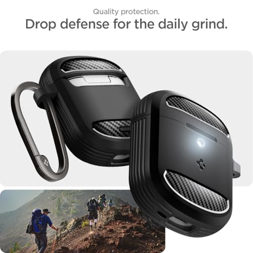 Image of Spigen Rugged Armor Designed for Google Pixel Buds Pro 2 (2024) and Pro 1 (2022) Case Cover with Keychain - Matte Black