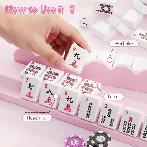 Scalloped Wooden Mahjong Racks with Pushers, 17" miniatura 3
