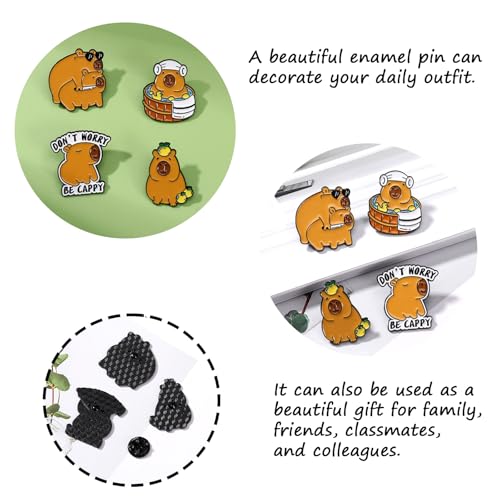 Image of 5Pcs Cartoon Capybara pin, Cute Animal Enamel Pin, Birthday Cake Donut Coffee Corn Roll Lapel Pin Alloy Backpack Pin Enamel Badge Suitable for Daily Decoration Clothes Sweater Hat Bag Collection Party Gift