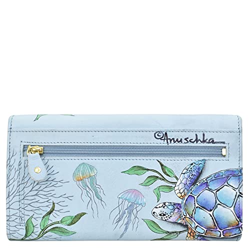 Anuschka Women’s Hand-Painted Genuine Leather RFID Blocking Three Fold Wallet - Underwater Beauty2