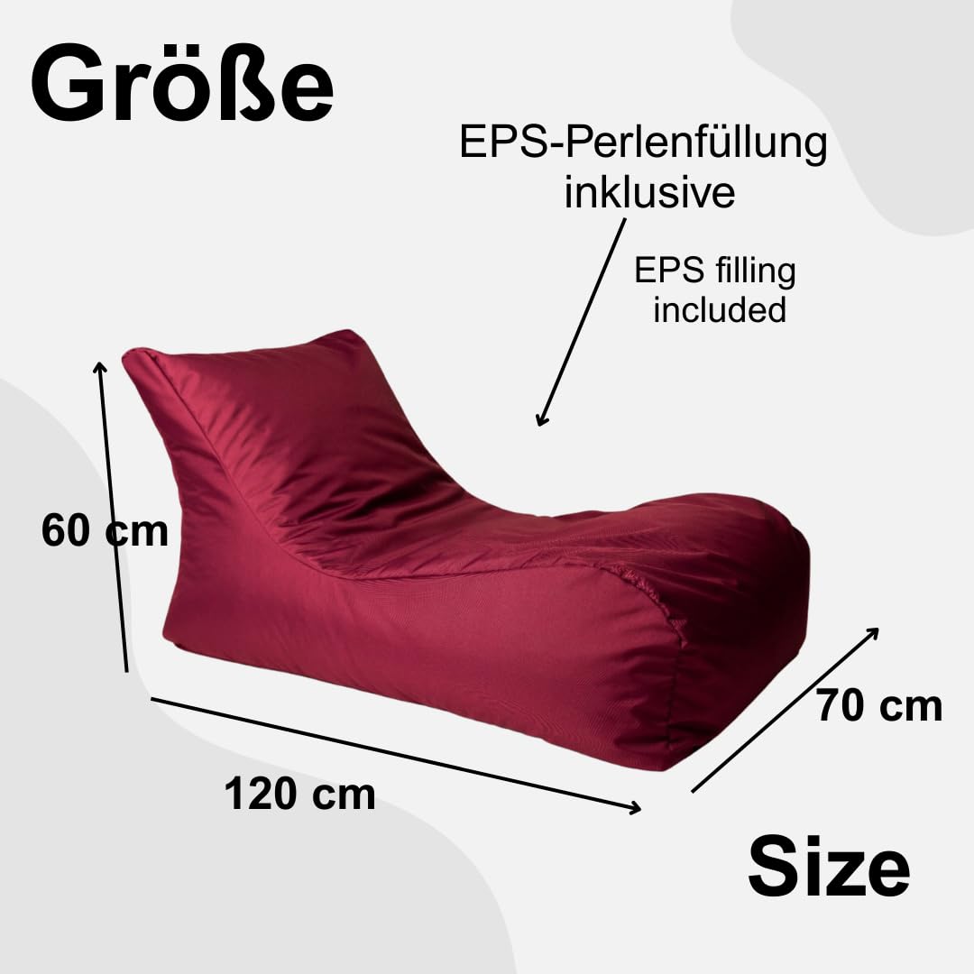Canapé Pouf Poire 60x70x125cm - Pouf Geant XXL avec Remplissage - Exterieur et Impermeable - Bean Bag pour Chambre et Salon - Lounge Sofa pour Chambre Enfant