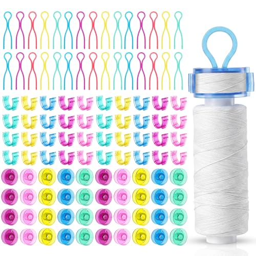 Image of Jexine 270 Pack Bobbin Thread Holder Set Includes Sewing Bobbin, Clips, Thread Holders Sewing Machine Accessories for Spool Organizing (Colorful)