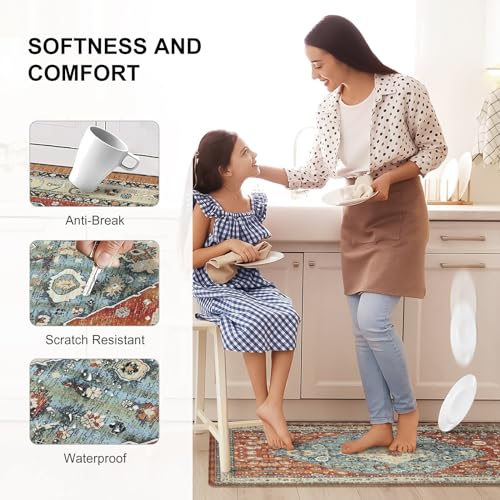 Collive Boho Kitchen Mats 2PCS, Cushioned Kitchen Mat for Floor Anti Fatigue Waterproof Kitchens Rugs Set of 2, Non Skid Comfort Standing Rug for Office, Sink, Laundry, 17"x30"+17"x47" - Image 4