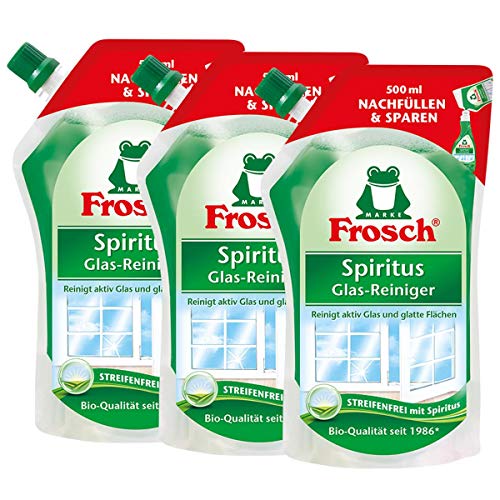 Preisvergleich Produktbild 3x Frosch Spiritus Glas-Reiniger Nachfüllbeutel 500 ml