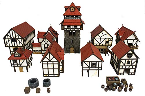 War World Gaming Medieval Town Complete Township (painted/unpainted) u0096 28mm Scale Fantasy Wargame Model Terrain Scenery