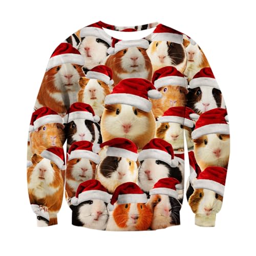 RAISEVERN Weihnachtspullover Christmas Sweater Männer Hamster Herren...