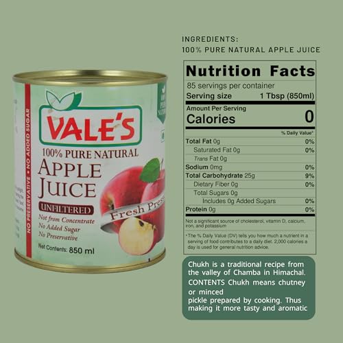 Image of Apple Juice Pure Unfiltered 100% Natural-No Added Sugar-Not From Concentrate-Prepared From Fresh Pressed Apples 850 Ml