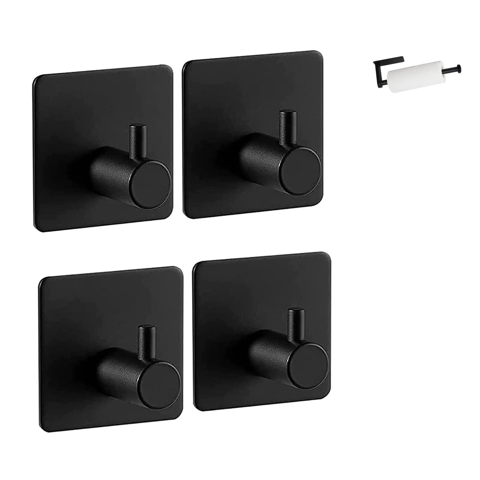 Photo 1 of 3pcks of lrrjhtac Self-Adhesive Towel Hook 4 Pack ,Black Matte Stainless Steel Bathroom Hooks ,Adhesive Towel Hooks Adhesive Holders for Kitchen Bathroom Adhesive Hook 4-pack of Towel Hooks