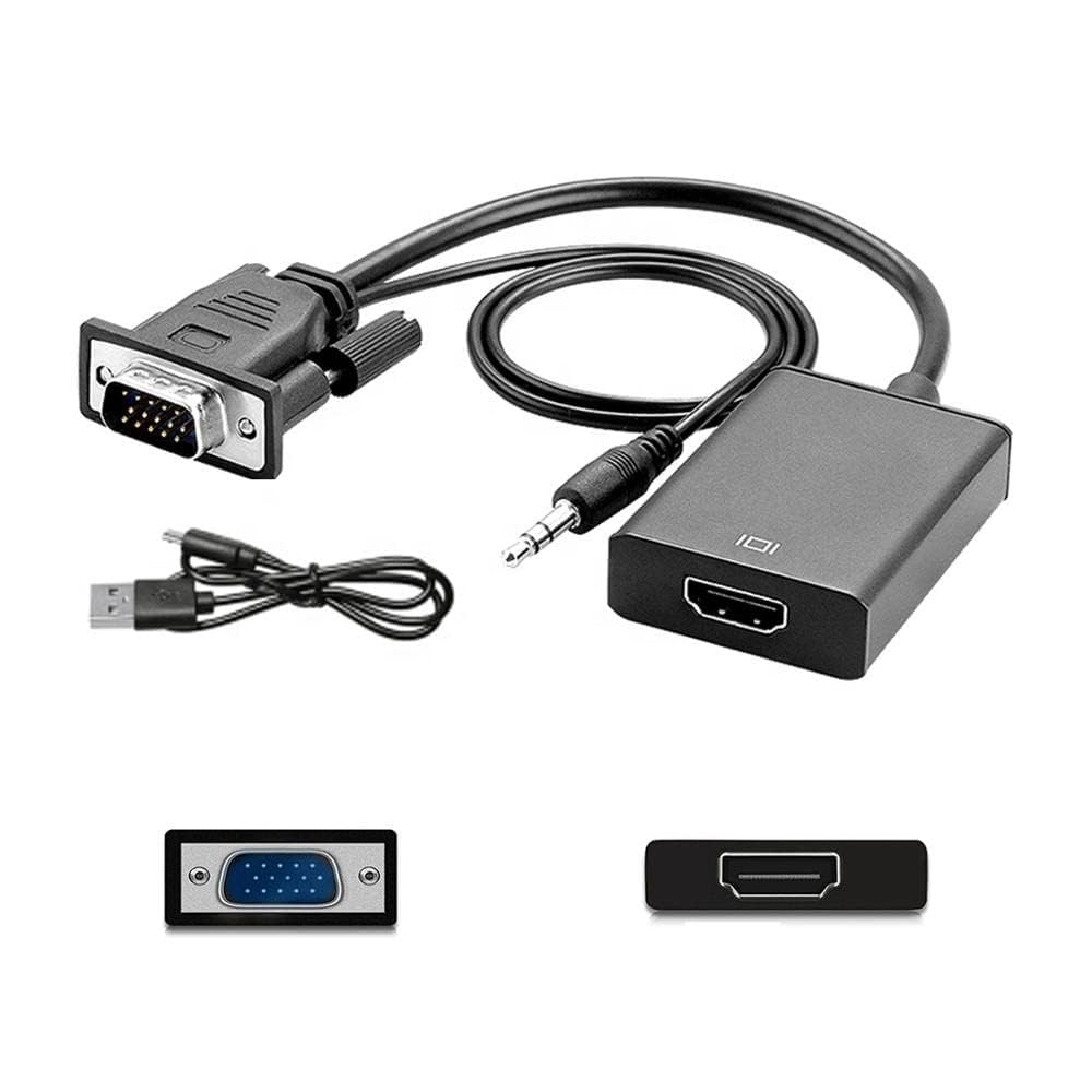 MICROWARE VGA to HDMI with Audio Adapter for Connecting Traditional VGA Interface Laptop, PC to HDMI Monitor or Projector,1080P
