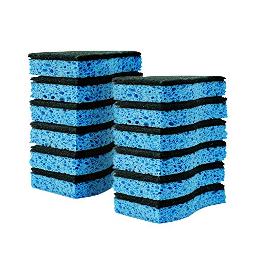 CLEANHOME Non-Scratch Scrub Sponge-Eco Magicâ€‚Eraser Sponge-Extra Durable Dish Cleaning Scouring Pads for Kitchen-Bule-Green-12 Pack