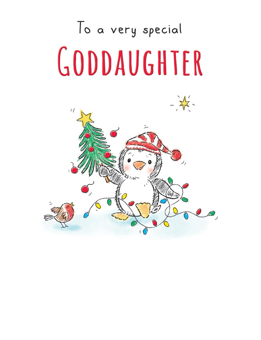 Christmas Card To a Very Special Goddaughter Penguin - 8 x 6 inches - Piccadilly Greetings