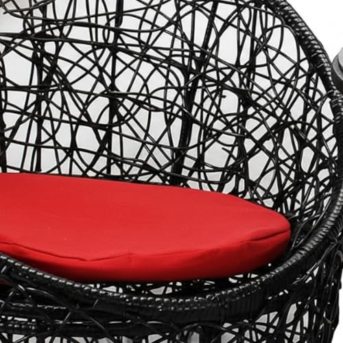 Image of DEVOKO 3-Piece Netted Rattan & Wicker Patio Mudda Chairs and Glass Top Table with All Weather Waterproof Cushion for Garden, Pool, Balcony, Lawn (Black & Red)