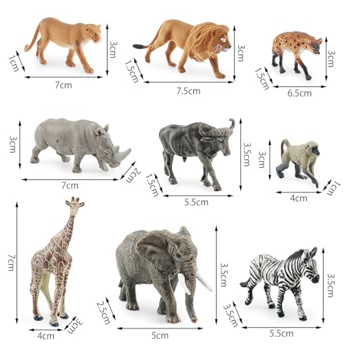 KQDRAVINE 9 Stück Safari Wildtiere Figur, Mini Waldtier, Zoo Spielzeuge, Bauernhof Tiere Spielzeug Tierfiguren Set, Tiere Spielzeug, Safari Animal Toys Figuren für Kinder