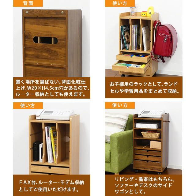 Amazon.co.jp: キャスター付きの便利なワゴン 74631 組立式 サイド