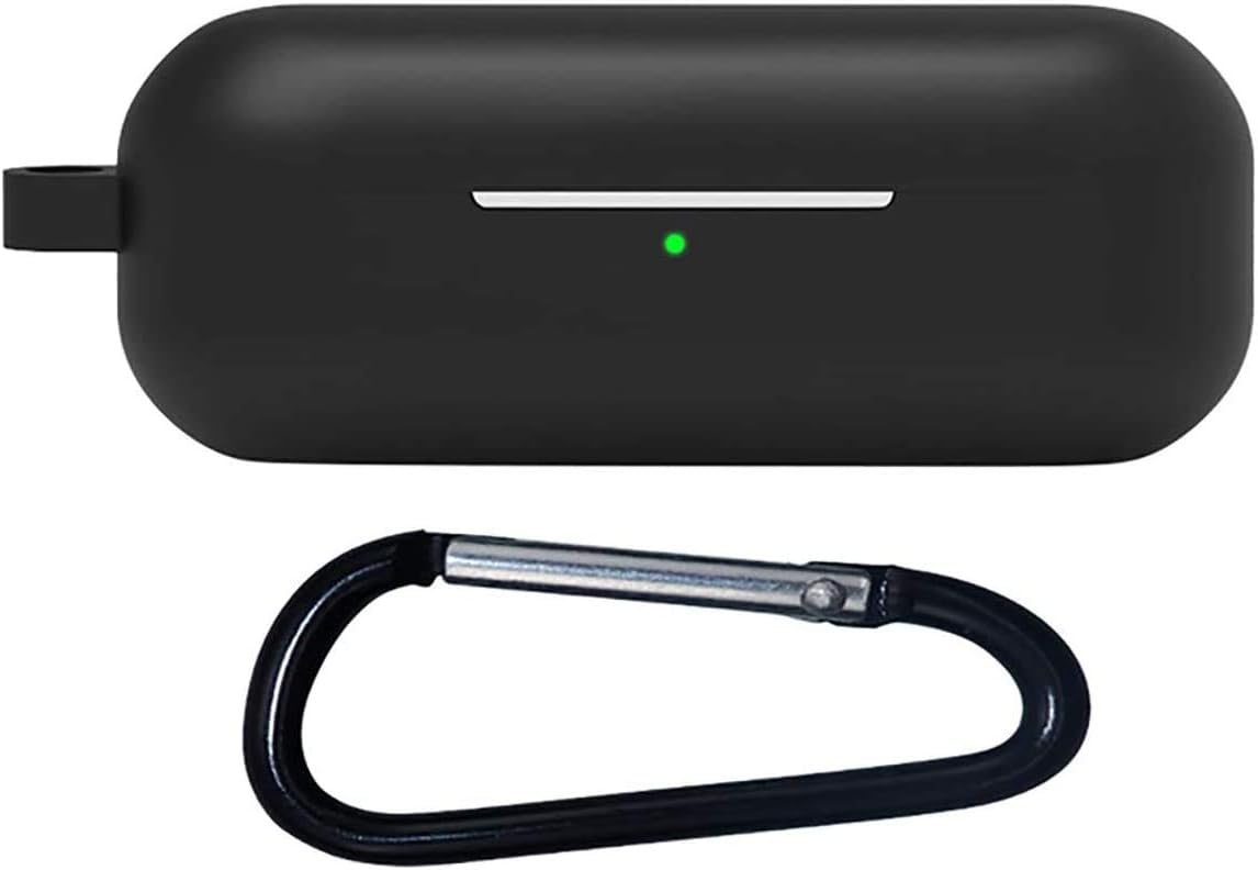 QULLOO Compatible with Huawei Freebuds 3i / Honor Magic Earbuds Case, Silicone Shockproof Case Cover for Huawei Freebuds 3i / Honor Magic Earbuds (With Hook, Black)