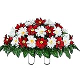 Sympathy Silks Artificial Cemetery Flowers - Realistic - Outdoor Grave Decorations - Non-Bleed...