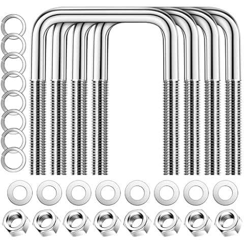 304 Stainless Steel Square U-Bolt Boat Trailer U-Bolts with Washers and Nuts, 1/2" D x 3-1/16" W x 4-5/16" L Heavy Duty U-Bolts for Sailboat Trailer, Automobiles Trailer Replacement Parts, 4 Sets Cover