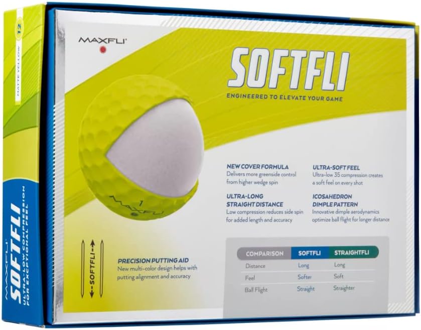 Maxfli 2023 Softfli Matte Golf Balls- 12 Pack (Yellow)