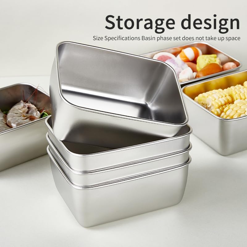 Image of Sinbyuer Stainless Steel fresh- keeping Container with cover refrigerator, Packing Box, garnish box, outdoor Picnic Container, Food Storage Container (6)