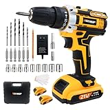 NEEJIROP 電動ドライバー インパクトドライバー 21V 電動ドリル 電動工具 最大42N.m 1500mAh 25段階高トルク調節 小型 軽量 無断変速 セット 充電式 バッテリー2個付き 二段階スピード調節 正逆転切替 DIY初心者家具組み立て 日本語説明書付き