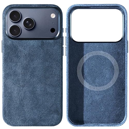 Coque en Alcantara pour iPhone 17 Pro Max style bleu au quotidien