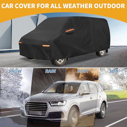 Image of Car Cover Waterproof All Weather Sun Rain Protection Full Exterior Cover for Ford Transit Black with Left Side Zippers