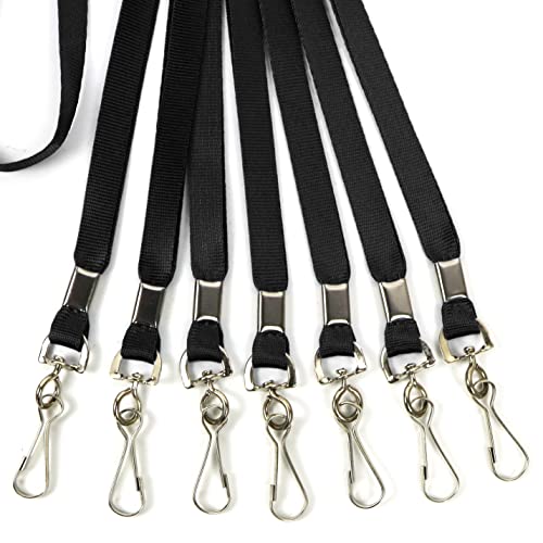 Hontmy Lanyard 50 Pack Flat Bulk Lanyards For Id Badges Comfortable Neck Straps Cruise Lanyard Swivel J-Hook Clips Badge Lanyards (50 Pieces, Black) #TOP5