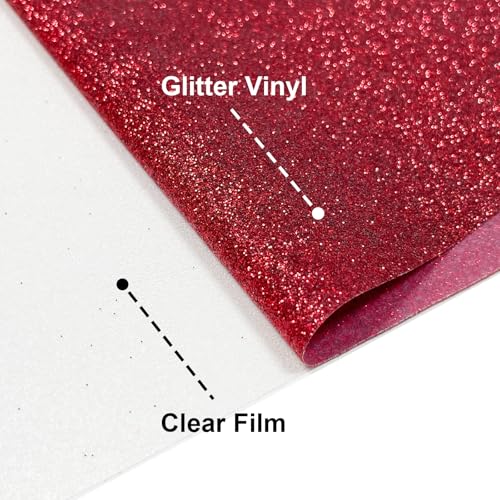 Image of Red Glitter HTV Heat Transfer Vinyl, 12 inch x 5ft lron on Vinyl, for T-Shirt Ironing, Vinyl HTV Easy to Cut and Weed, The Best Choice for DIY Creativity. (red, 12 inch x5ft)
