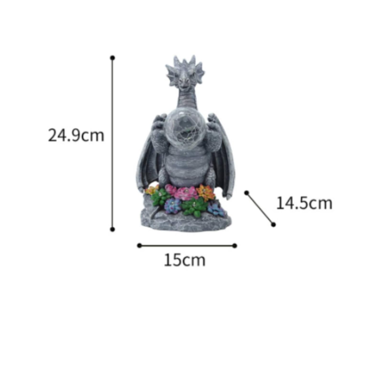 Ornamento con Drago Alato e Base Floreale Fantastico Statuetta di Drago con Decorazione da Giardino Fantasy per Cortile, Aiuola