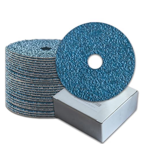 HOMO FABER 4.5 Inch Zirconia Resin Fiber Sanding and Grinding Discs, 7/8