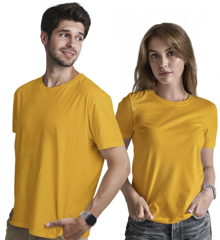 Image of INDISSH Couple T Shirt for Men and Women| Anniversary | Mens & Women Cotton Printed Tshirt| Husband Wife Valentine Tshirt Gift | Solid Plain Tshirt