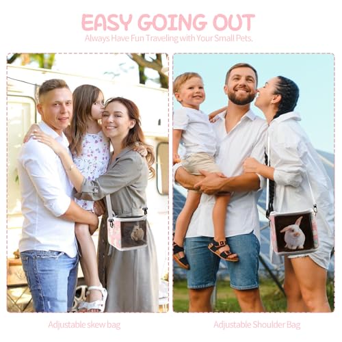 guinea pig carrier bag with water bottletravel portable small animal carrier sling pouch clear window carrier backpack for hamster bunny gerbil hedgehog sugar glider lizard birdpink