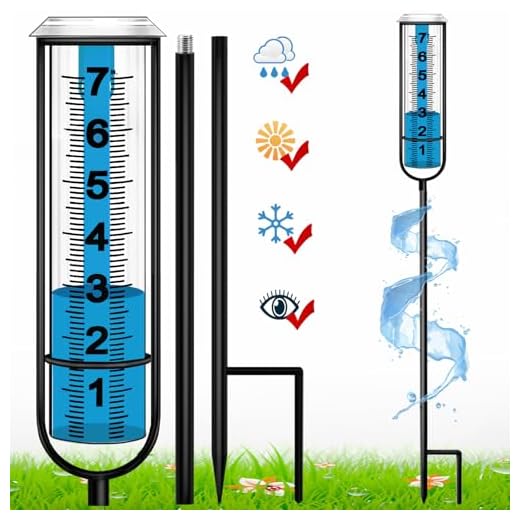 JMBay Rain Gauge, Freeze Proof rain Gauge Outdoor Best Rated, Rain gauges for Yard with Stake, Decorative rain Measure Gauge for Garden, Deck, Lawn with Large Numbers, Adjustable Height