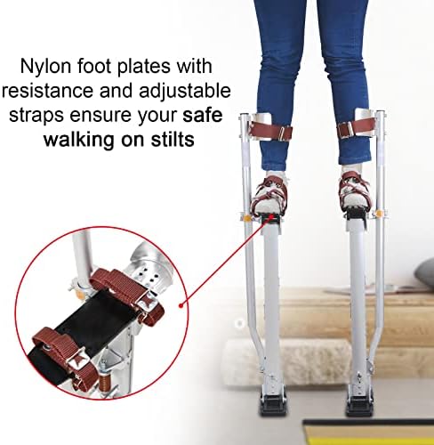 Adjustable 18"-30" Blue Aluminum Drywall Stilts with Knee Pads - Heavy Duty Lifts Tool for Painters, Taping, Sheetrock Installation, Construction, Easy Walking