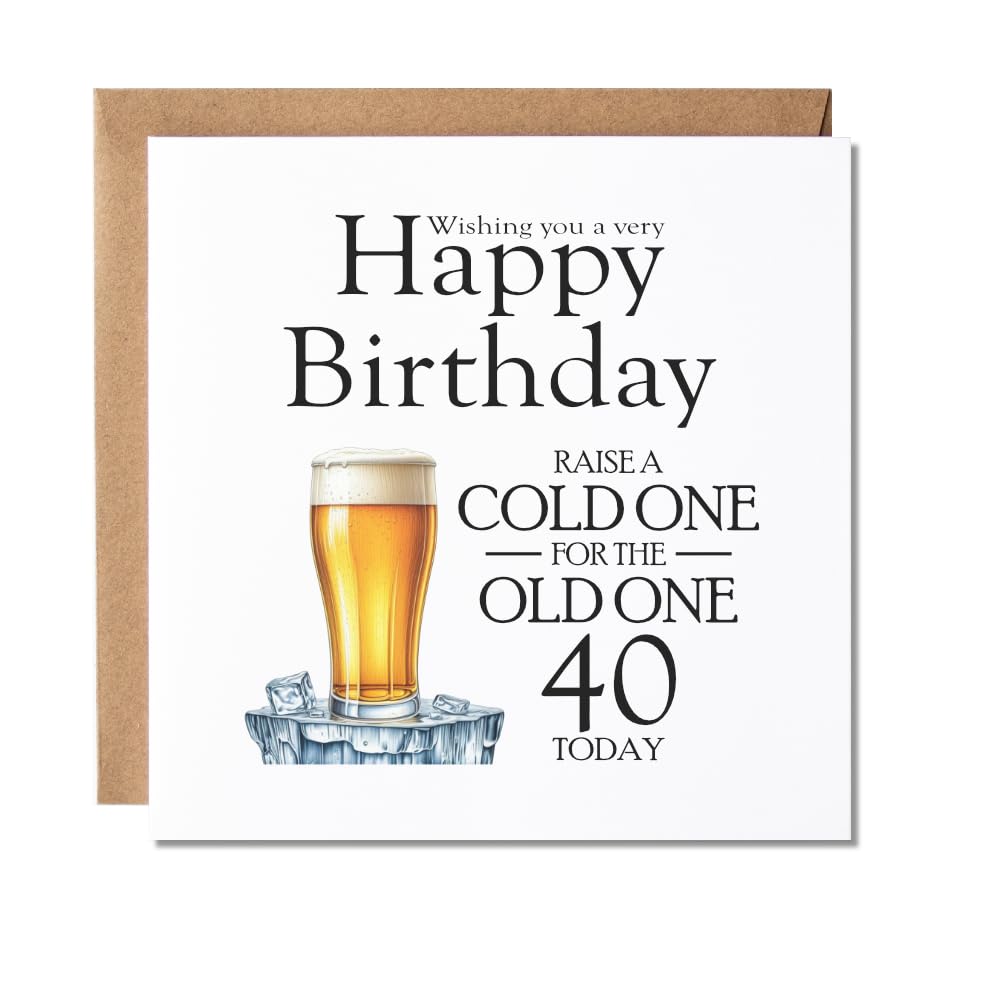 Maise & Rose Funny 40th Birthday Card For Him | Mens 40th Beer Birthday Card Cold One For The Old One Pint | Happy 40th Greeting Card For Friend | P291