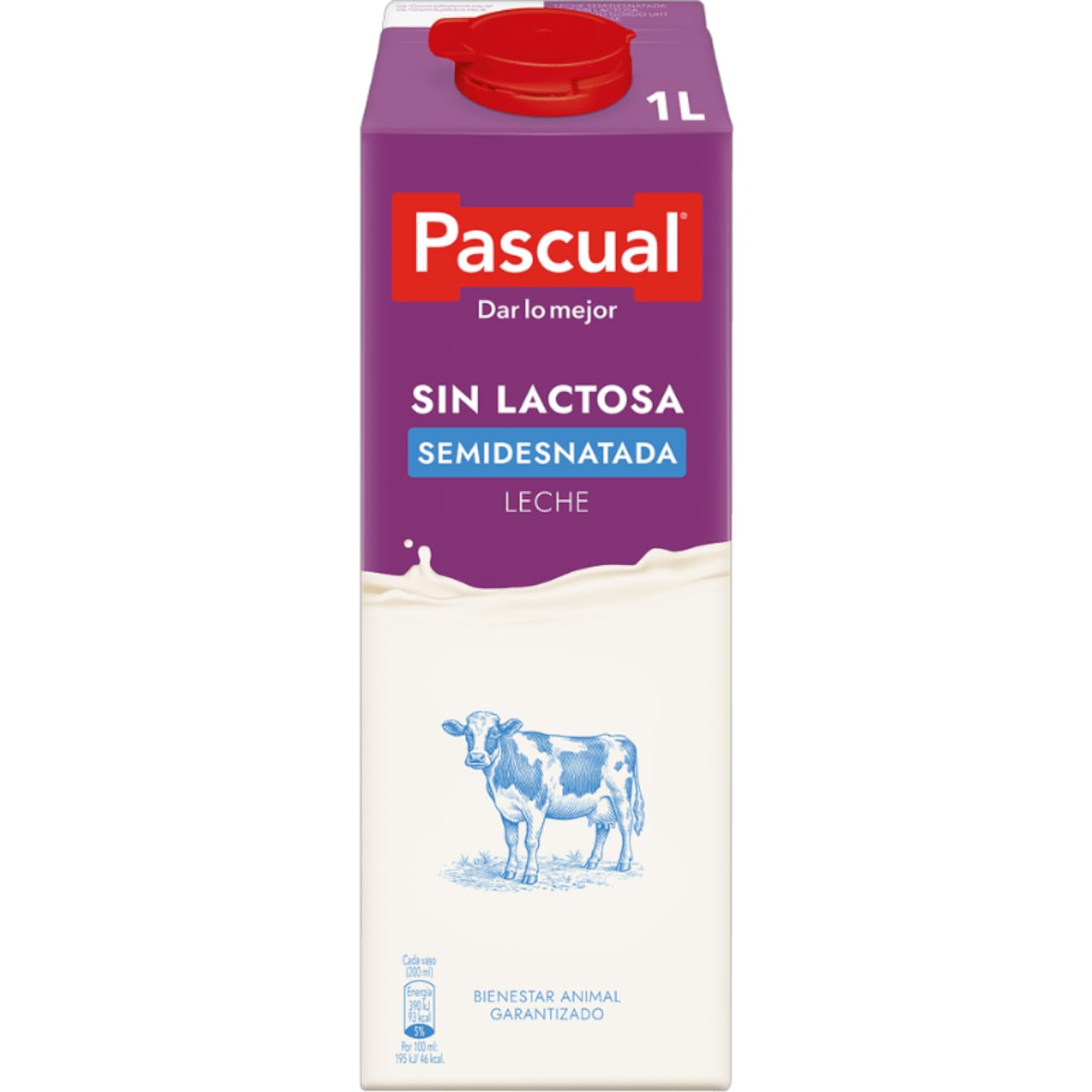Pascual Leche Semidesnatada Sin Lactosa 6 x 1 L UHT Fácil Digestión