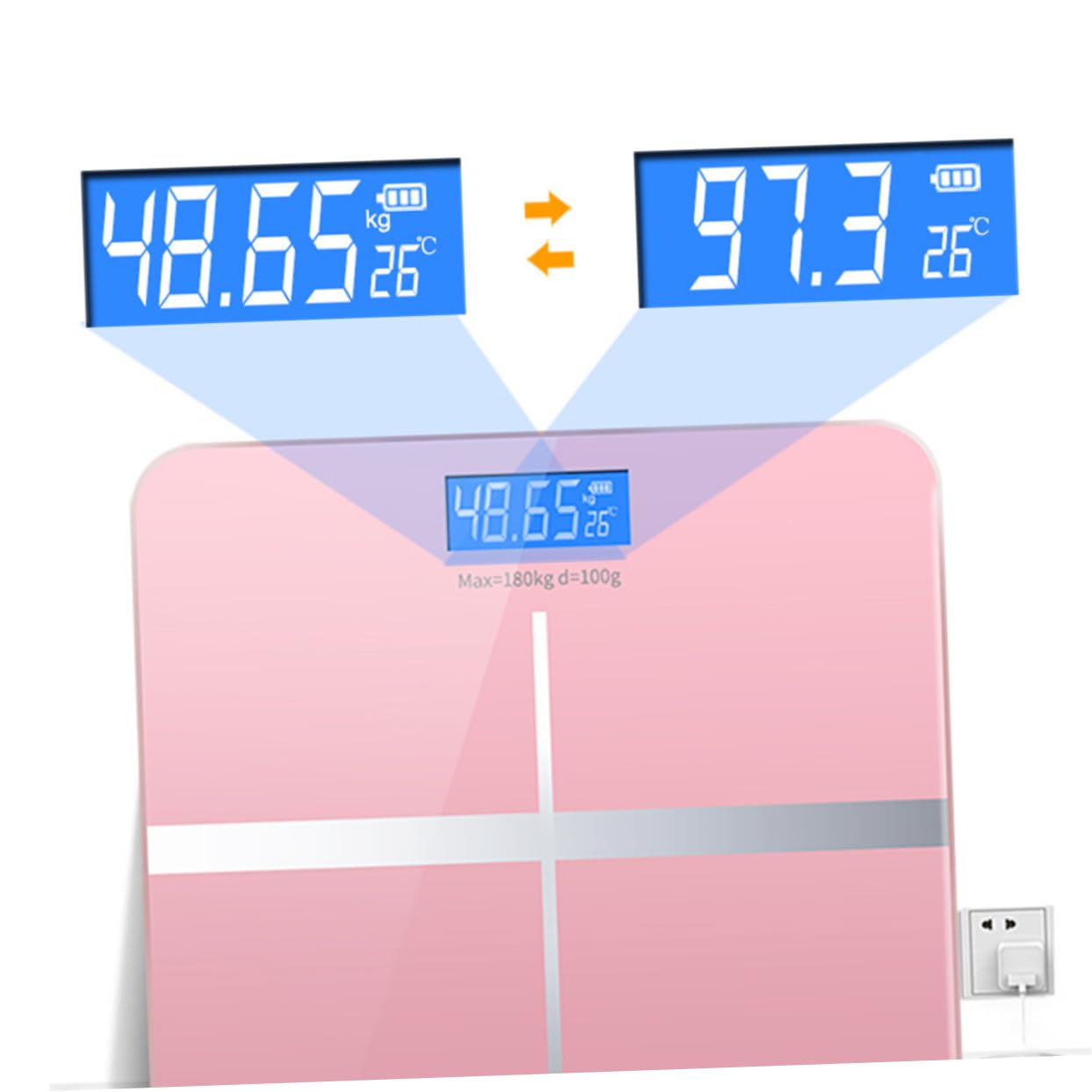 Bilancia Elettronica Digitale e Design Unico Vetro Temperato Ricaricabile USB Accensione Automatica e Controllo Peso Corpo per Uso Domestico