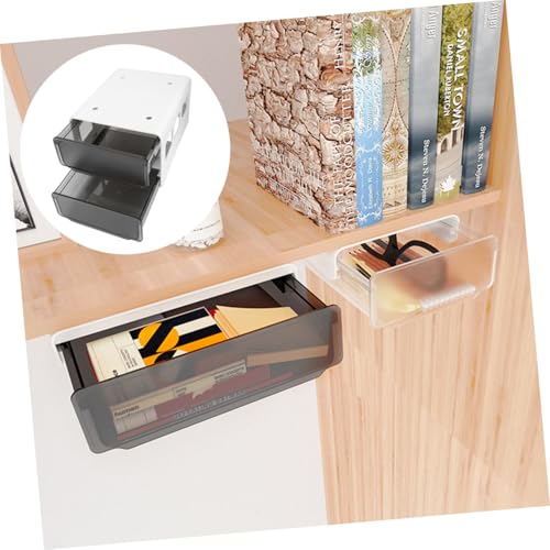 Boîte de rangement adhésive sous bureau en plastique transparent pour espace de travail - 6