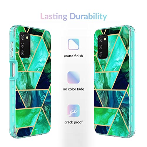 Jeylly Case For Samsung Galaxy A03S [Us Version], 360 Full-Body Protection Stylish Marble Geometry Pattern Shockproof Soft Silicone Protective Phone Case For Galaxy A03S 6.5'', Jade Green #TOP6
