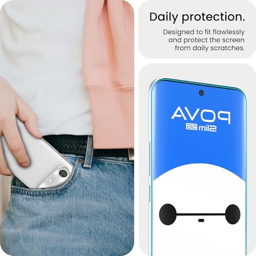 Image of ArmourPro UV Tempered Glass for Tecno Pova Slim 5G with Silver Camera Ring Guard Combo, Crystal Clear Screen Protector, Case Friendly, Anti-Scratch, Bubble-Free Installation Kit