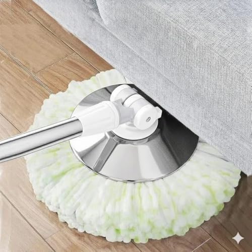 Image of 360 Rotating Easy Floor Cleaning Bucket Spin Mop with Stainless Steel Adjustable Handle & Wheels mop Set with 2 Microfiber Refill (Bucket Spin Mop)