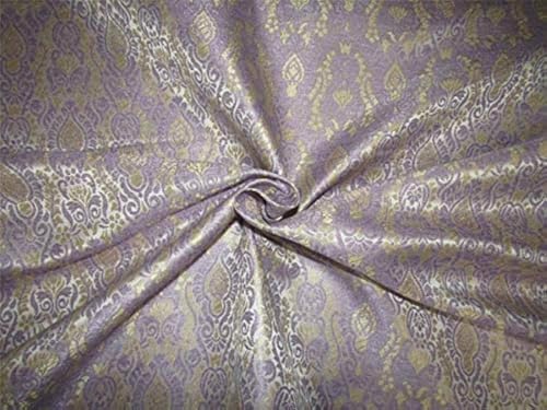 Tissu Brocart BRO650 or et argent lavande d'exception pour haute couture et vestes de prestige