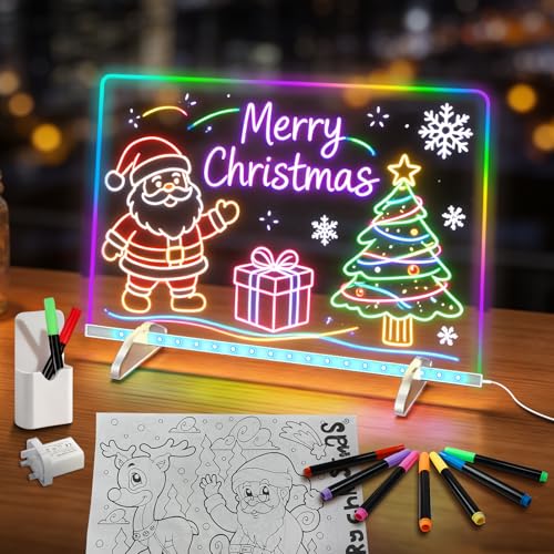 LED Note Board for Children Led Drawing Board with 8 Colors Dry Erase Boards USB Powered Desktop 6 Modes & 8 Colors 7 Markers Ideal for Toys Birthday Gifts Home Office for Girls & Boys