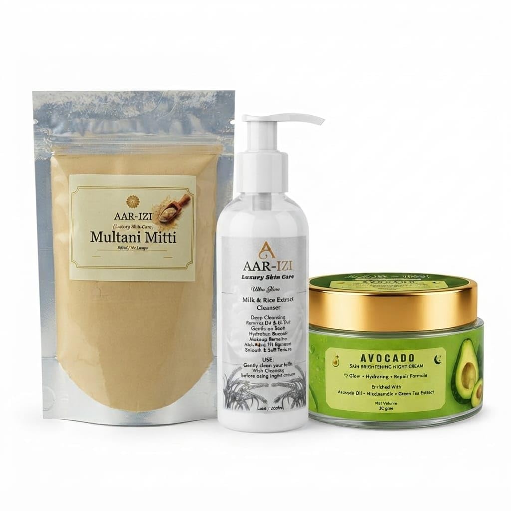 Skin Care Milk & Rice Cleanser with Avocado Skin Brightening Night Cream Combo | Free Multani Mitti Face Pack | Deep Cleansing, Nourishing & Hydrating Skincare Kit for Men & Women (Pack of 1)-image-45