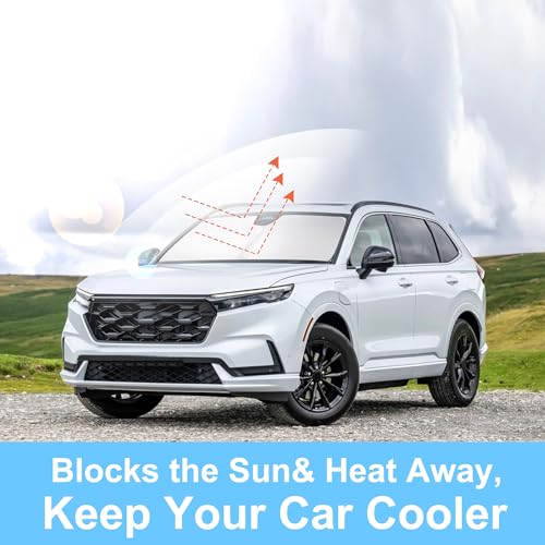 Image of Windshield Sun Shade Custom Fit for 2023 2024 2025 2026 Honda CRV SUV, LX, EX, EX-L, Sport Hybrid, Touring Accessories Foldable Sunshade Sun Blocker Protect Car from Sun Rays & Heat Damage