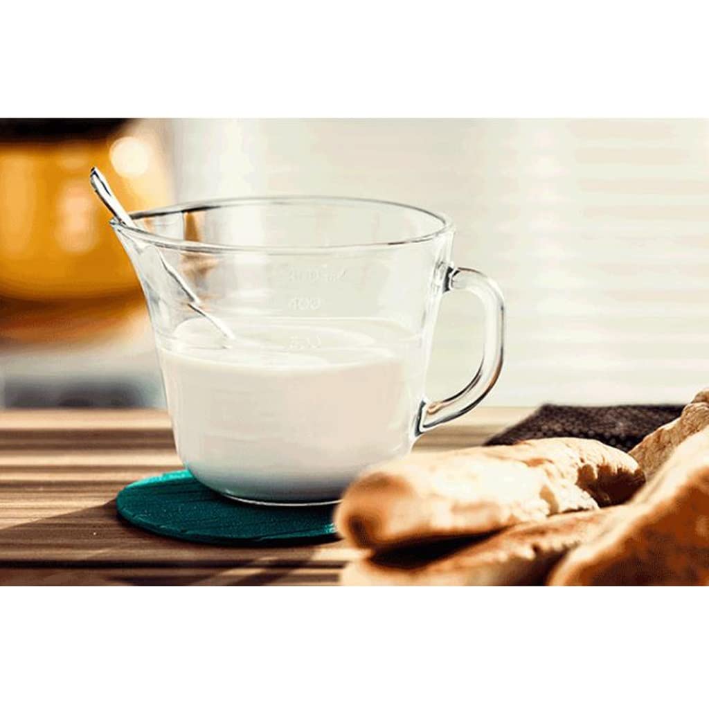 Taza medidora graduada de Gran Capacidad, Taza de Leche para Desayuno para niños, Taza de Agua para microondas Resistente al Calor de Vidrio Templado (500ml)